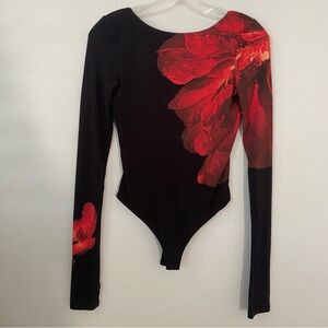 Alice + Olivia Masako Floral Print Scoop Low Back Bodysuit Size XS